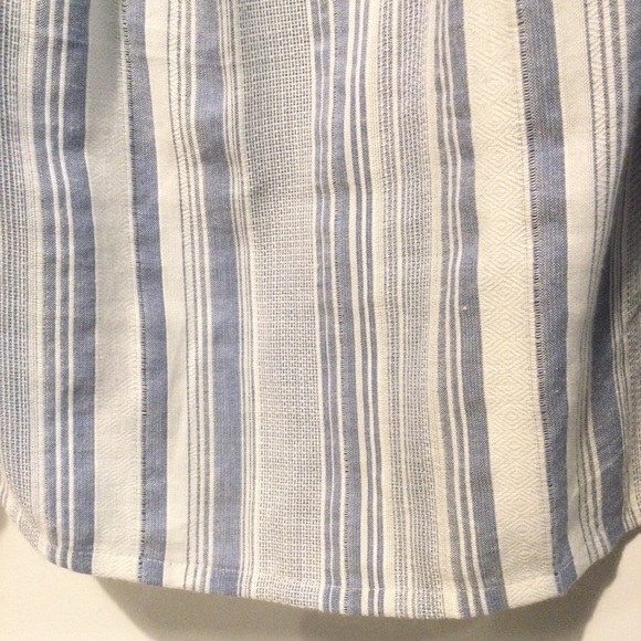 LOFT Peasant Top White Blue Stripe Size XS - Picture 6 of 9